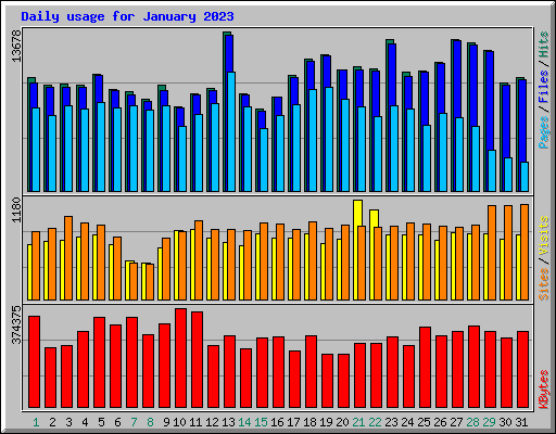 Daily usage for January 2023